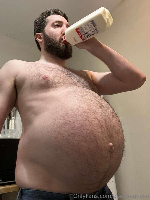 Just a lil milk chug. Not sure which I look fattest in.