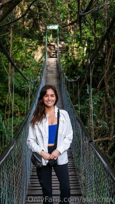 Suspension bridge hiking through the jungle 🌿😜 Unlock to fre..