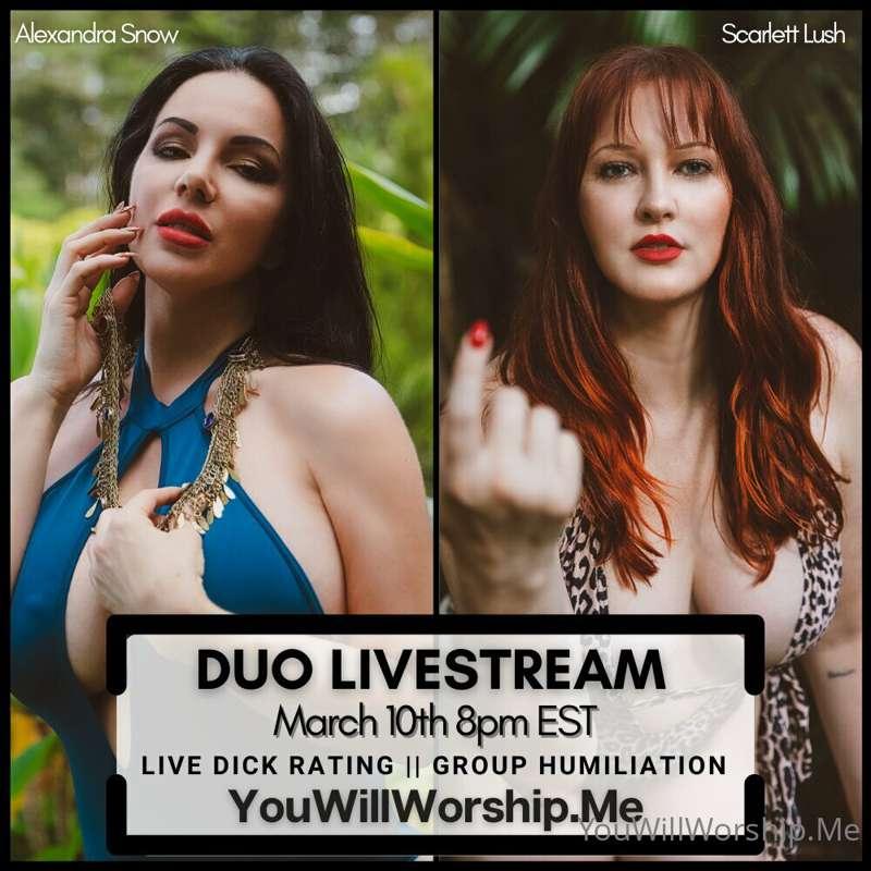 Duo Livestream with @scarlettlush tomorrow at 8:00PM EST -- ..