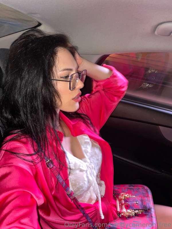 🌸🚗 Cruising through the journey of life, wrapped in a rosy h..