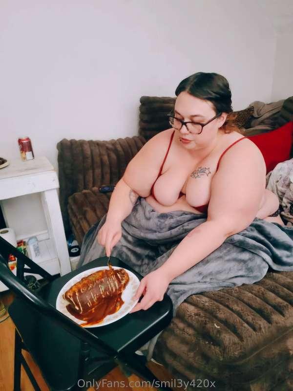 Enjoying a huge ass burrito 