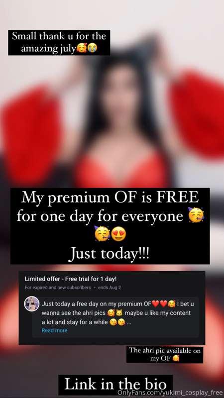 My premium OF is for FREE for one day!!!! So u can check it ..