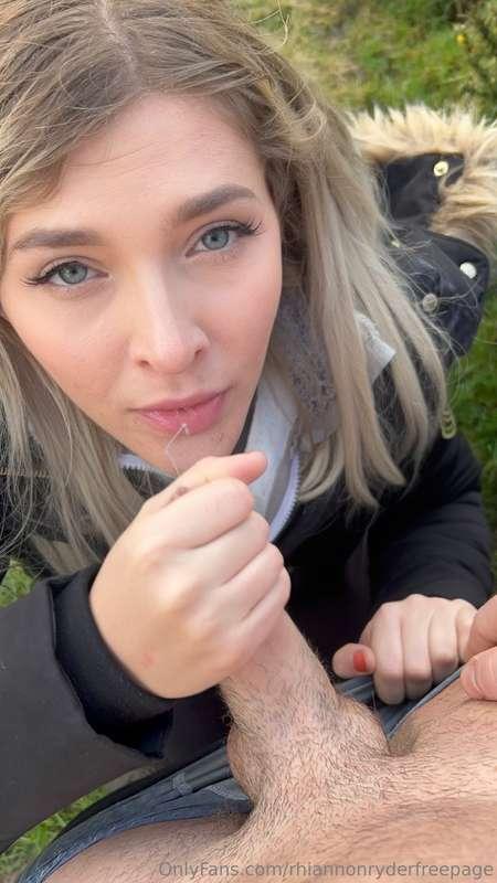Sucked his cock in the great outdoors his view and the view ..