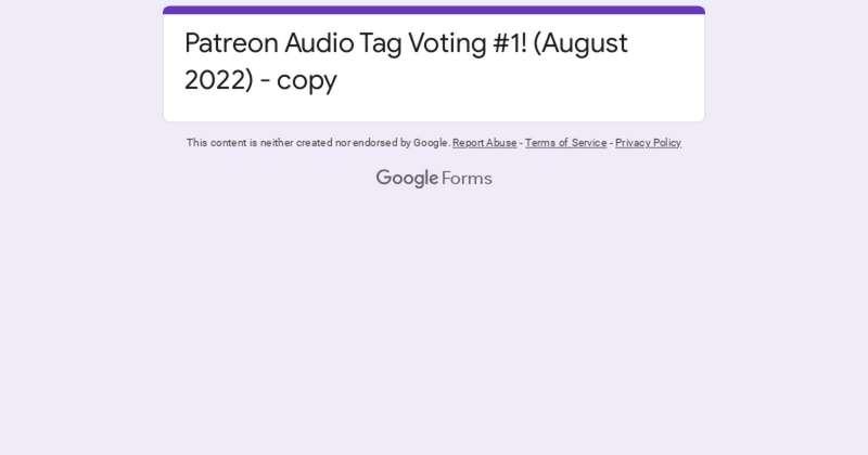 Patreon Audio Vote #1 (August 2022)!!