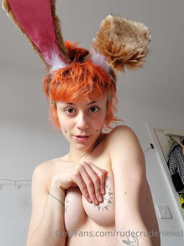 Bunny wabbit 🥰🥰 loving the new ears I made! Tune in on Satur..