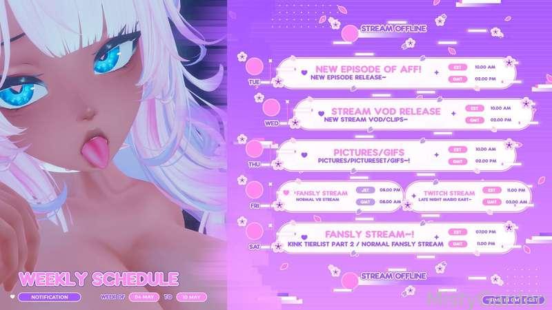 Stream schedule for the week~!🌸

New episode of A flowerbed's fate episode 💗Stream Vod on Wednesday ~💗fansly stream followed by a late night mario kart on Thursday 💗 and a fansly stream on saturday~!

See you all there~! 🌸

New schedule made by Catalogz
https://vgen.co/Catalogz

#vr #anime #hentai #lewdtuber #vtuber #foryoupage #fyp #bigtits #areolas #pinkhair #curvy