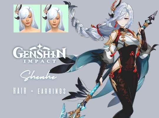 Shenhe Hair & Earrings (Genshin Impact)