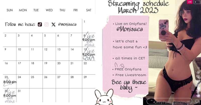 Streaming schedule for March! <3 Hope to see ya there 💋All s..