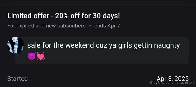 Sale on @MollyRot 😈🖤 only for the weekend !! Cum get dirty w..