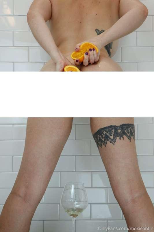 Get squeezing! Freshly squeezed orange juice dripping down m..