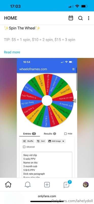 There is a new spin the wheel game available on my page @lah..
