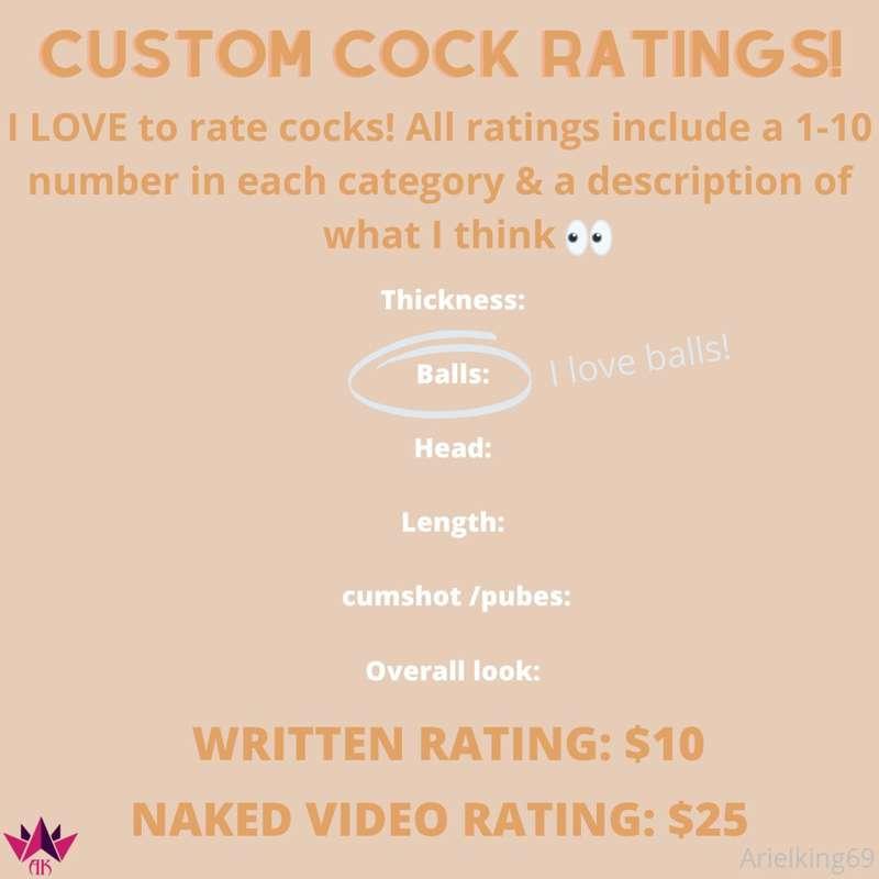 ***Custom Cock Ratings!***

I LOVE to rate cocks! 😋  **After..