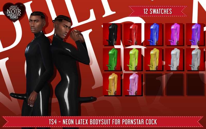 TS4 - Neon Latex Bodysuits for Pornstar Cock 