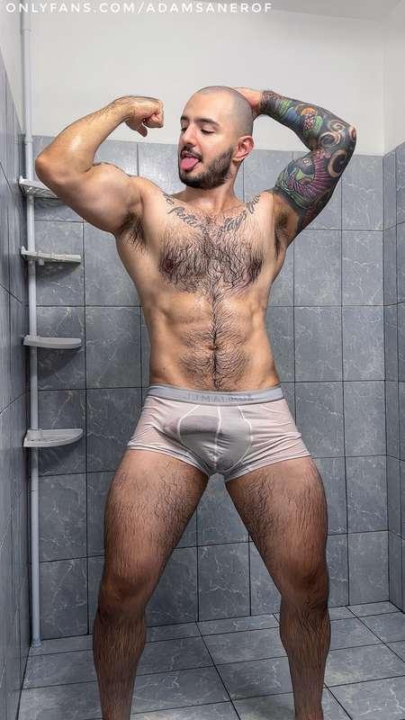 I guess I'll take a shower with the undies on since you were..