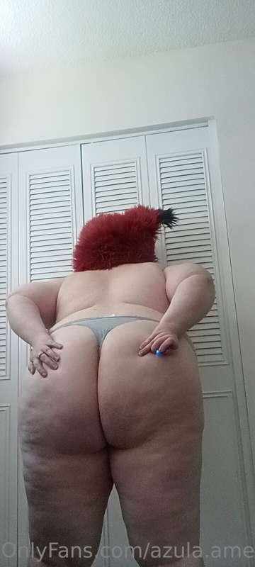Skully the Skull Wolf in blue lace thong