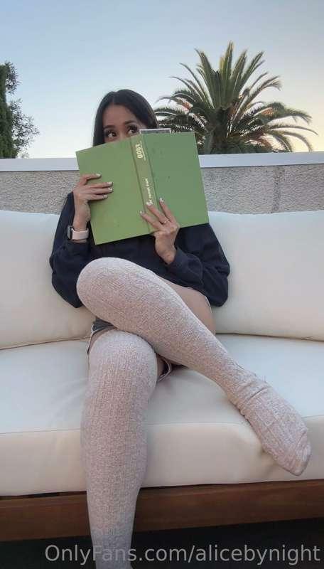 Sitting outside in the cool breeze, wearing my favorite high..