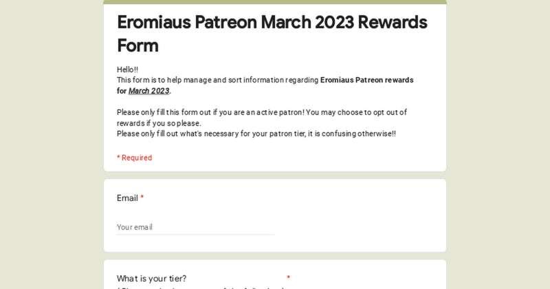 March 2023 Rewards form