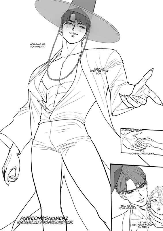 your k-pop demon Boyfriend Jinu. p1. lineart. work in progress. 