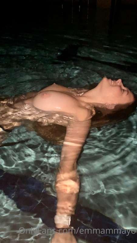 **How do my bare tits look in the water baby?** Sneaking in ..