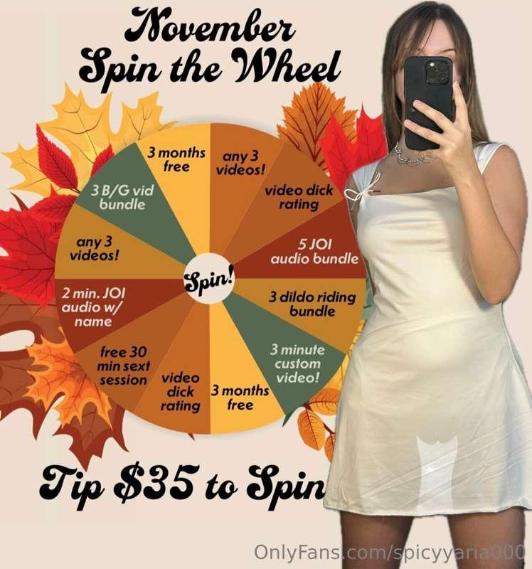 🤎🧡**NOVEMBER SPIN THE WHEEL**🧡🤎
Are you feeling lucky? Spin ..