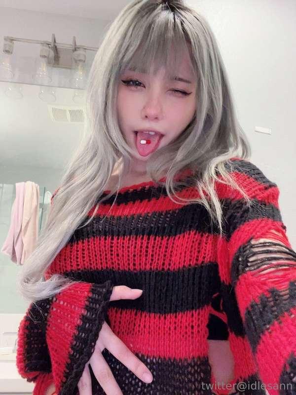 I have a really spicy 🔥 surprise under this sweater ;3 if th..