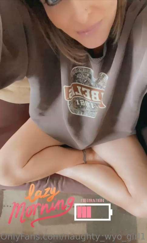 Lazy morning…. Sitting on the couch in an oversized sweatshi..