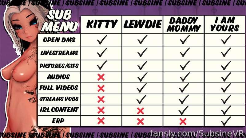 🤍 SUBSCRIPTION MENU  🤍

Check all my links for even more content: https://allmylinks.com/subsinevr