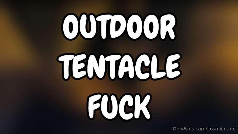 Fucking myself outdoors with my tentacle dildo