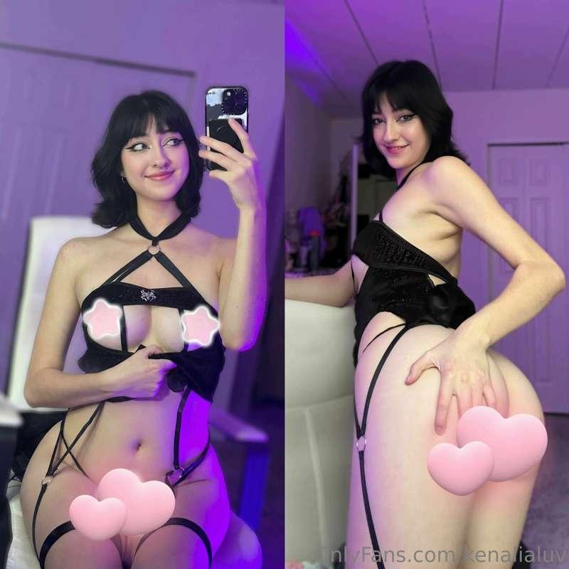 goth gf teasing u in her new lingerie ;3 showing u every ang..