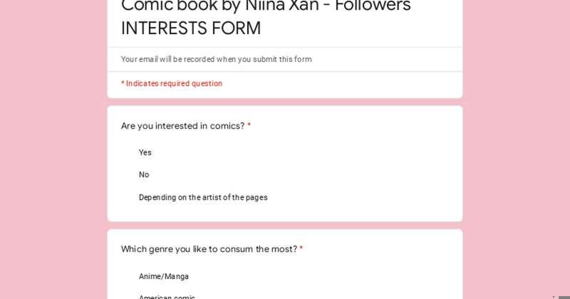 💖YOUR Interests FORM!💖 For my next comic book project ♥