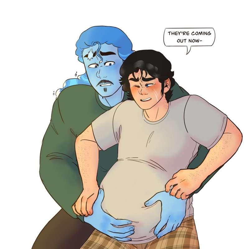Modern AU (Newborn Tier Commission May) CW// mpreg/ multiples / labor 