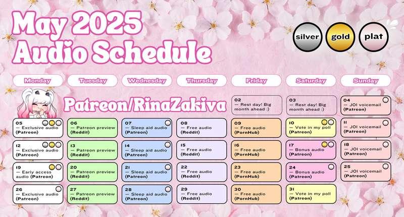 MAY 🔞 AUDIO SCHEDULE 🌸