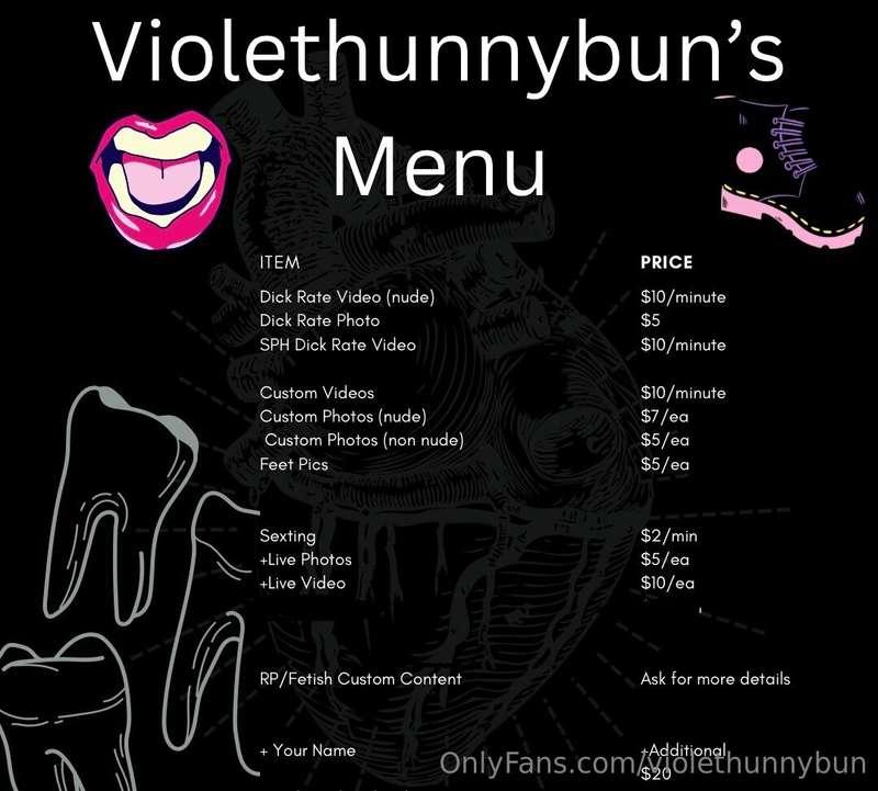 reposting my menu since i’ve had a few ppl ask 🩷🖤
