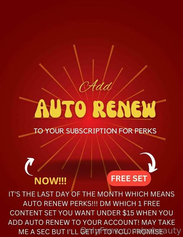 DON'T FORGET TO ADD AUTO RENEW ONTO YOUR ACCOUNT FOR YOUR FR..