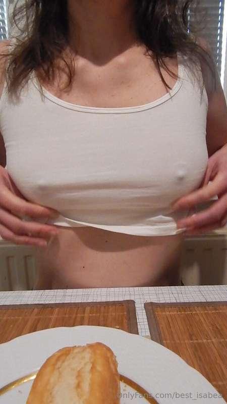 Last night, I slept in my cropped white tank top, its hem gr..