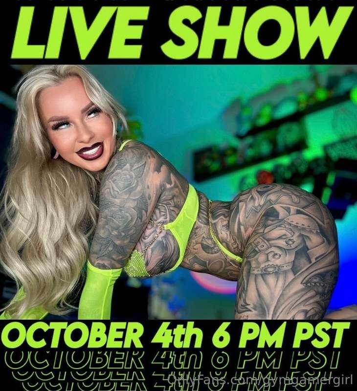 LIVE NOW on my free page @free-gymgamergirl! Come join me 😈