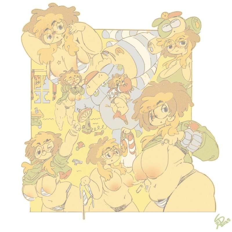 💛 ahh~ a lazy chubby girl lounging around in comfy clothes... 💭

it really doesn't get any better than this!!! ^_^ this is maybe one of my favorite pieces of art i've EVER had the pleasure of commissioning, so please feast your eyes on it! so many cute soft doodles... which one is your favorite? 

🎨 thank you @sofasofia &lt;3

#art #chubby #drawing #hentai #cartoon #lewdtuber #vtuber #bbw #pawg #lazy #doodle #glasses #cutegirl #cute