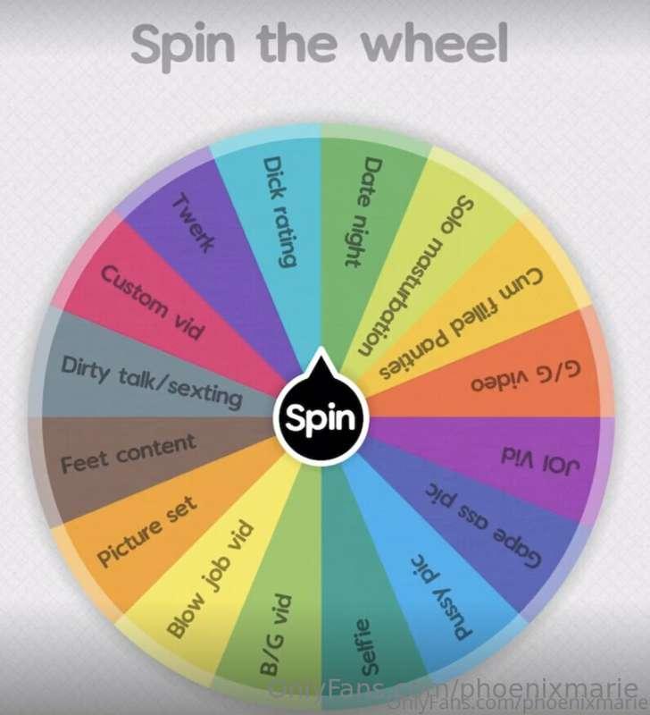 spin the wheel anyone?
get 1 spin for $20 or 2 spins for $30..