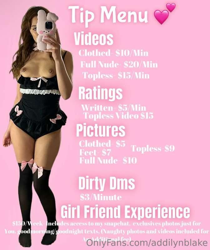 Updated Tip Menu! 💕