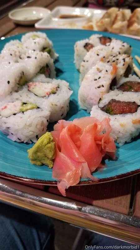 Look at this tasty sushi dinner that you will be reimbursing..