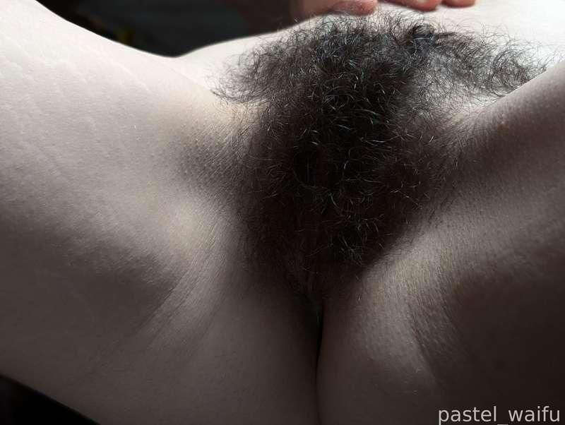 super close up shots of my bush and pale thighs and some close ups spreading her open!