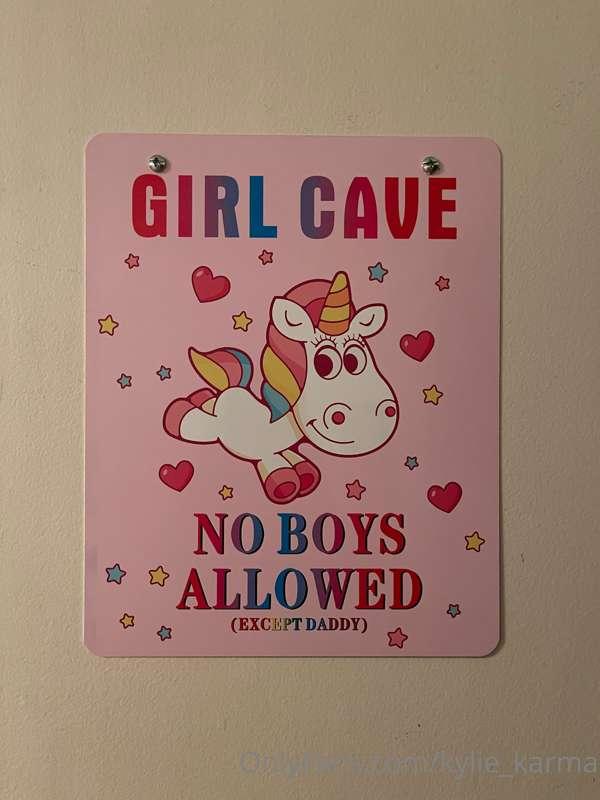 Added another sign to my bedroom door, no boys allowed excep..