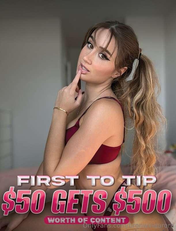 🥰 FIRST FAN TO TIP $50 GETS $500 WORTH OF CONTENT 🥰