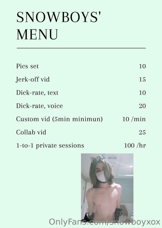 New menu ^_^ all my prices are listed here 💖