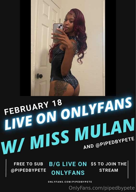 Live with @missmulan_x this Tuesday! 😱 9pm PT 
