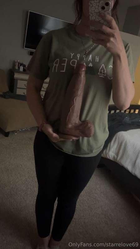 You want to watch me sit on this monster cock? I’m going to ..