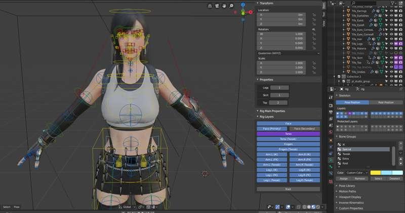 Tifa Lockhart Blender Update - Full Rig by Gifdoozer