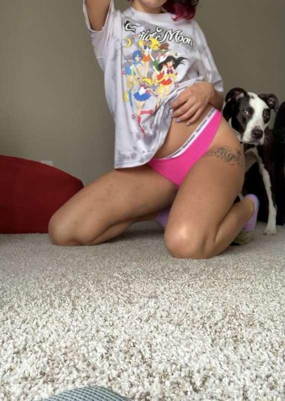 My dog thinks I’m wilding (the bruises on my thighs are also..