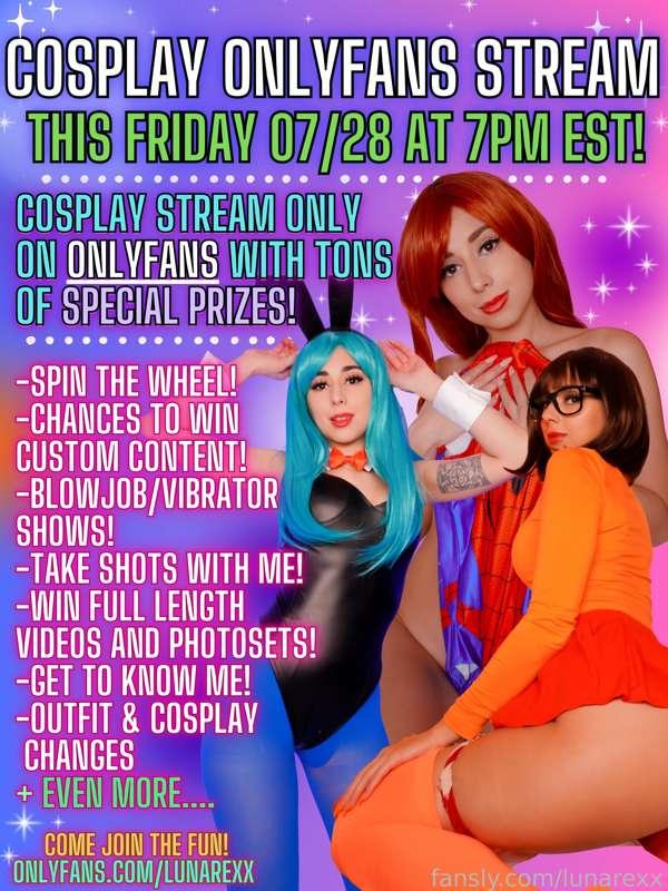 ⭐ 𝐎𝐧𝐥𝐲𝐟𝐚𝐧𝐬 𝐋𝐈𝐕𝐄𝐒𝐓𝐑𝐄𝐀𝐌 𝐓𝐎𝐍𝐈𝐆𝐇𝐓!! ⭐𝑰'𝑳𝑳 𝑩𝑬 𝑮𝑶𝑰𝑵𝑮 𝑳𝑰𝑽𝑬 𝑶𝑵 𝑶𝑵𝑳𝒀𝑭𝑨𝑵𝑺 𝒇𝒐𝒓 𝒂 𝑵𝑨𝑼𝑮𝑯𝑻𝒀 𝑪𝑶𝑺𝑷𝑳𝑨𝒀 𝑺𝑻𝑹𝑬𝑨𝑴 𝒂𝒕 7𝒑𝒎 𝑬𝑺𝑻 𝑻𝑶𝑵𝑰𝑮𝑯𝑻! There will be tons of sexy and fun surprises like the ones listed below AND MUCH MORE! I'll be wearing some of my favorite sexy cosplays.. which one are you excited to see? 😋💖 onlyfans.com/lunarexx

#cosplay #livestream #fyp #gamergirl #lunarexx #asmr