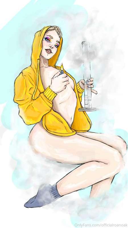 A friend of mine asked me to draw her smoking with her butt ..